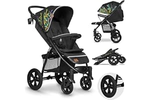 LIONELO Passeggino compatto per bambini dalla nascita fino a 22kg Pieghevole Completa regolazione Posizione sdraiata Cinture 5punti Grandi ruote Ammortizzazione Cappottina XXL (DREAMIN, ANNET TOUR)