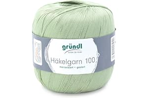 Häkelgarn 100 Gründl 100% Baumwolle, Filetgarn,häkeln, 100g 566 m,NS -2,Stärke 10 (123 grün)