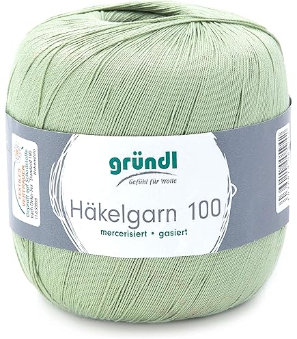 Gründl 100g haakgaren, 100% effen, gemerceriseerd katoen, gegast, duurzaam, 20 kleuren - Nederland