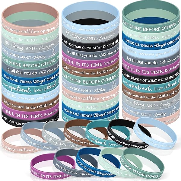 18 Braccialetti Religiosi In Silicone Con Versi Biblici - Ispirazione Cristiana Per Scuola E Regali - Foto 3
