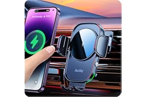 Auckly 15w Support Telephone Voiture Induction,【Serrage Automatique à 270°】 Chargeur Induction Voiture Rapide Clip Chargeur sans Fil Voiture pour iPhone 15 14 13 12 Pro Max Mini Plus Samsung