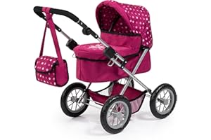 Bayer Design 13067AA Passeggino Trendy, carrozina per Bambole con Bolsa, Maniglia Regolabile, Pieghevole