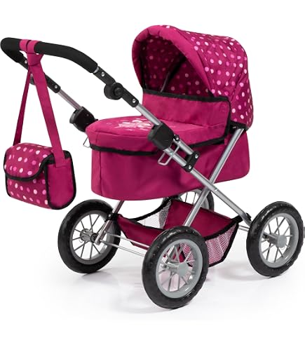 Carrito Para Muñecas DeCuevas Verona 55 Cm | Plegable Con Sombrilla, Bandeja Y Bolso – Ruedas Silenciosas, Manillar Ajustable