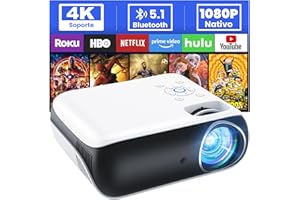 HOPVISION HOPVISON Mini Proyector Portátil Con Bluetooth, 4K Supporto 9500 Lúmenes, Nativo Full HD 1080P, Android Para Casa Fire Stick/Smartphone/PS5/HDMI
