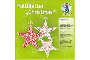 Ursus 3295599F - Volantini Christmas, ca. 15 x 15 cm, 80 g/mq, Assortiti, 120 Fogli