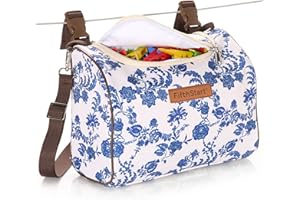 FifthStart Multipurpose Peg Bag - Heavy Duty & Waterproof - Peg Basket - Shoulder Strap, Waist Belt & Washing Line Clips -Versatile Clothes Peg Bag - Holds 300 Pegs (Solid Base, Blue Floral)