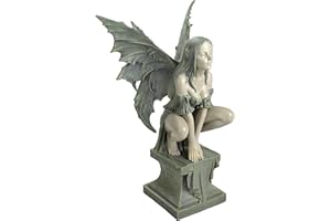 Design Toscano CL5047 Celtic Fairy's Perilous Perch Outdoor Garden Statue, Polyresin, Two Tone Stone, Large, 48.5 cm