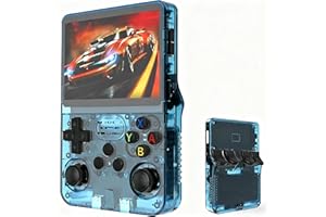 BINZHIGE R36S Retro Handheld Game Console, 3.5-Inch IPS Screen, 64GB Storage, 15000+ Games, Lake Blue