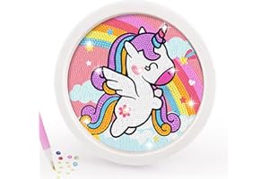 CAYUDEN Kit de Peinture de Diamants avec Cadre, 5D Licorne Diamond Painting Kit pour enfants avec Cadre en Bois de 17 cm Gem Art Diamant Kit D'art et D'artisanat Pour Enfants âgés 6 8 1012 ans