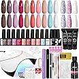 Gel Nail Polish Set with 36W U V Lamp Starter Kit, Phoenixy Gel Nail Kit with Poly Nail Gel Kit Soak Off Gel Nail Polish Kit Complete for Women (13+3pcs Gift Set)