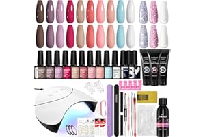 Gel Nail Polish Set with 36W U V Lamp Starter Kit, Phoenixy Gel Nails Kit with Poly Nails Soak Off UV Nail Polish Complete for Women (13+3pcs Gift Set)