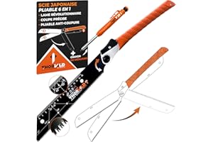 THORVALD Scie Japonaise Menuisier Kataba Pliable - Lame 23cm Avec Règle 15 cm Compas et Equerres + Crayon Chantier + Protection - Idéale Bois Brut, Contrecollé, PVC. Souple et Résistante