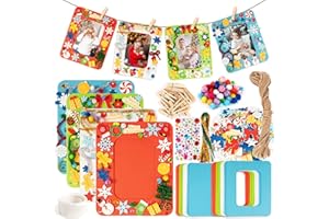 BOOMTOP 305pz Lavoretti Creativi Natale per Bambini Artigianato Cornice Portafoto Natalizi Adesivi in Gommapiuma Schiuma Strass Pompom Gadget Lavoretti Natalizi Natale Artigianato Fai da Te