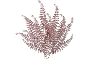 ‎OAIRSE Oairse 60CM 6er Set Kunstpflanze Kunstzweig Weihnachten deko Glitzer, Weihnachten Blätter für Weihnachtsbaum Neujahr Ornamente, Künstliche Farn für Feiertags-Esstischdekoration, Rosa