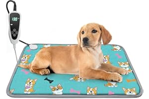 GOLOPET Pet Heating Pad 22x18 in Cat Heating Pads, Waterproof Smart Thermostat Switch, Adjustable Heated Cat Bed with Wire Rope Wires - Blue