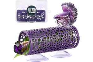 Abizoo betta cave,Purple Betta Fish Tunnel with Holes for Small Fish Shrimp habitat Shelter Hideaway toys betta Hammock Tube house betta fish tank decorations Put plants,moss aquarium ornament