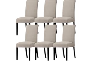 LELLEN Dining Room Chair Slipcovers Set of 6 - Dining Chair Covers Dining Room Chair Covers Washable Dining Chair Protectors Covers Chair Back Covers Kitchen Chair Covers for Hotel Ceremony Restaurant（Taupe）