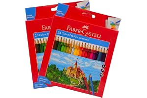 Faber-Castell Colour Pencil 24 Colour [Pack of 2],Artist Drawing Pencils, Colored Pencils for School Kids Teachers, Soft Core Art Drawing for Coloring, Sketching.