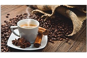 ARTland Spritzschutz Küche aus Alu für Herd Spüle 110x60 cm (BxH) Küchenrückwand mit Motiv Getränke Kaffee Coffee Cafe Bistro Kaffeebohnen Dunkel S6BQ