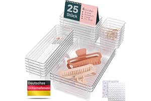 uandu Schubladen Organizer 25er Set - Schreibtisch, Küchen, Schminktisch & Badezimmer Organizer - Schubladentrenner