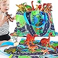 HahaGift Dinosaur Toys for Boys Age 2 3 4-25PCS Realistic Dinosaur Figures & Cars with Playmat/Storage Bag - Kids Toys Games for 2 3 4 5 Year Old Boys Girls Easter Birthday Gifts