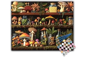 Offito Art Malen nach Zahlen Erwachsene - Pilz Acryl Paint by Numbers Adult, Regal DIY Malen nach Zahlen Erwachsene Leinwand Anfänger, als Geschenk für die Wohnraumdekoration 40x50 cm