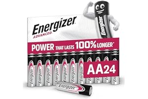 Energizer Advanced - AA Batteries (24 Pack) - Double A Battery 1.5V - Up To 100% Longer Lasting - Ideal for High-Drain Devices - 0% Plastic Packaging - 10 Year Shelf Life [Amazon Exclusive]