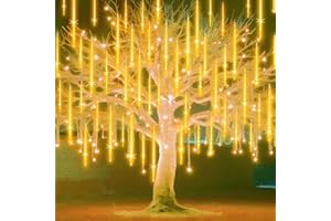 Auniq Luci Pioggia Meteore, 30cm 10 Tubi 240 LED Luci Stringa Meteora Doccia Impermeabile IP65 Luce Cascata Esterno Decorazione Catena Luminosa LED Goccia di pioggia Luce per Natale Giardino Festa