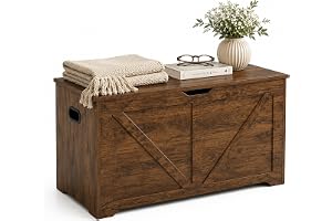 Relaxdays bänk med förvaringsutrymme, lock, vintagebrun