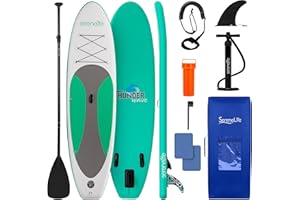 SereneLife Stand up Paddle Board Gonfiabile - Pagaia SUP Antiscivolo, Pompa, Cordino di Sicurezza e Accessori Giovani