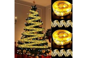 NEMMXUB Luci natalizie a nastro a LED 10M 100LED Luci a Stringa per Natale Ribbow Strisce Luci Led Decorazioni per le Vacanze per Capodanno, Natale, Festival, Feste, Matrimonio