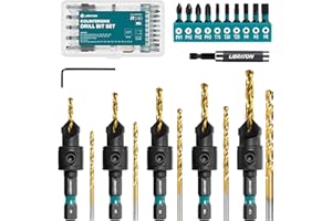 Libraton Set di Punte da Trapano per Svasatura, 22 Pezzi Punte per Legno Regolabile (#4, #6, #8, #10, #12), con Portapunte Magnetico Estensibile, Punte per Avvitatore, Scatola di Immagazzinamento