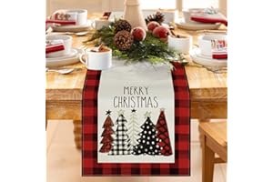 BHGWR Runner da Tavola Natalizio Rosso, Tovaglia Runner Tavola di Natale Moderno in lino Albero di Natale 180 cm x 34 cm lunga, Runner Tavola Natalizia Americana Decorazioni Natalizie per la Casa da Tavola