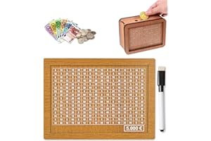 JLTXKST Tirelire en Bois,Tirelire avec Compteur, Numérique Tirelire, Tirelire en Bois pour Enfants avec Marqueur,Tirelire Réutilisable,pour Aider Les Enfants à Commencer à Economiser (1000€) (C)