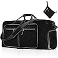 Travel Duffle Bag for Men, 85L Foldable Travel Duffel Bag with Shoes Compartment Overnight Bag for Men Women Waterproof & Tear Resistant (Black)