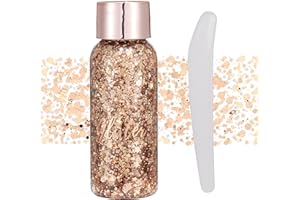 GL-Turelifes - Gel glitter con frammenti di grandi dimensioni, effetto sirena, da utilizzare come ombretto sul viso o su corpo, capelli, unghie, a lunga durata, per festival, 30 g, (#107, oro rosa)