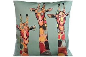 Olivia Rocco Waterproof Cushions Outdoor Indoor Hollowfibre Filled & Breathable Decorative Cushion 43 x 43 cm for Patio Garden Bench Sofa Furniture Living Room Bed Chair Scatter, (Giraffe)