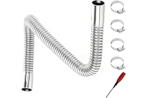LEBOKJ 150cm Abgasschlauch 25mm, Abgasrohr für Stromerzeuger & Dieselheizungen, Auto Edelstahl Abgasrohr inklusive 4 Edelstahlklammern & praktischem Montagewerkzeug, ideal für Kraftstofftank und Autoheizung