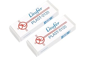 ‎LÄUFER Läufer 69809 Plast 0120 Radierer, radiert zuverlässig Bleistifte und Buntstifte, Blisterkarte enthält 2 Radiergummis, groß