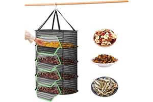 dellyy 4 Couches Filet de Sechage, 80 * 60cm, Filet de Séchage Herbes, avec Fermeture, Suspendu Séchoir à Herbes, Panier de Séchage, Pliable Filet de Sechage pour Fruits, Fleurs, Légumes,Viande