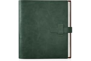 Miaikoe Photo Album 6x4 200 Photos, Leather Cover Album with 30PCS Kraft Writing Paper Scrapbook Holds 200 10x15cm Horizontal Photos for Family Wedding Baby Graduation (Dark Green)