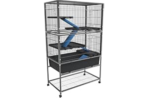 FIVMEN gabbia per criceti, porcellini d'India, 88 x 48 x 150 cm, serrature di sicurezza, scaletta, scaffale e ruote, gabbia per roditori, piccoli animali