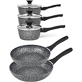 Salter Megastone 5-Piece Pot & Pan Set – 16/18/20 cm Saucepans, 20/24 cm Frying Pans, 10 x Tougher Non-Stick, Induction Suita