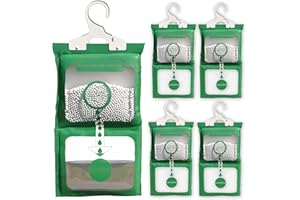 COOLDENCIA Pack x 5 Bolsas Antihumedad Armarios - Absorbe Humedad Efectivo para Trastero y Garajes - Alta Absorción - Deshumidificador Armario para Colgar, Ideal para Eliminar Humedad, Prevenir Moho y Olores