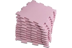 SAFRI EVA Interlocking Soft Foam Kids Play Mat Children's Garden Gym Yoga Gymnastic Exercise Fitness Floor Tiles Indoor Outdoor Soft Foam (Pink, 10 Pcs)