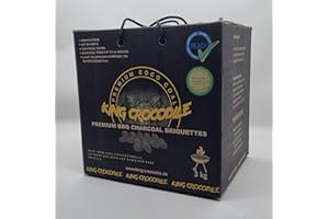 King Crocodile Carbón de coco con combustión prolongada, carbón para huevo, carbón para barbacoa, poca ceniza, bajo desarrollo de humo, carbón natural sostenible, carbón para barbacoa en calidad