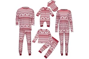 FAMZUNEU Weihnachts Pyjama Family Set Schlafanzug Weihnachten Partner Damen Herren Kinder Weihnachtspyjama Jungen Mädchen Rundhals Familien Outfit Set Matching Pyjamas