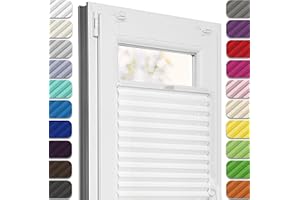 Estika® Plissee ohne Bohren, Premium Klemmfix - 35cm Breite x 120cm Höhe - Weiß - Metal pliseehalter ohne Bohren, Modern sichtschutz für Fenster, Jalousien Fenster ohne Bohren