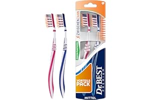 Dr.BEST Cepillo de dientes intermedio en X en paquete doble, mediano (2 unidades) para una mejor limpieza interdental* *En pruebas de laboratorio en comparación con un cepillo de dientes de corte