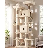 Globlazer S80B Tree Scratching Tree Beige XXL 204 cm Stable for 3-5 Grand | Stable Multi-Level Scratcher with 2 Large Nests,